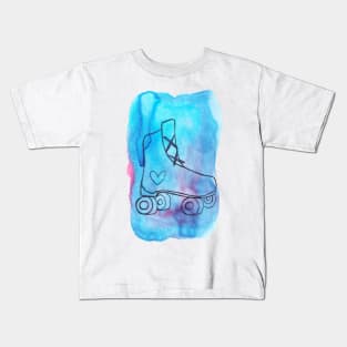 Watercolor Rollerskate Kids T-Shirt